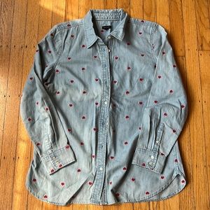 EUC Talbots embroidered chambray shirt